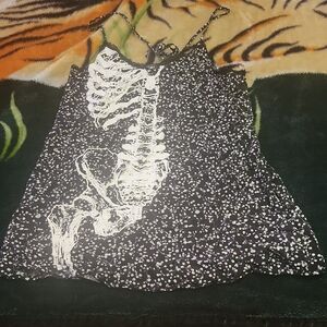 Skeleton Print Black and White Tank Mini Dress